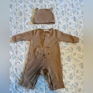 Adorable Brown Organic One Piece with Hat